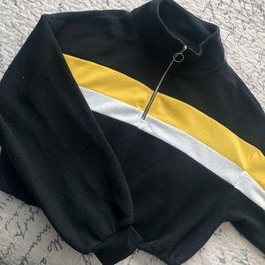 Fleece half zip-up crop top